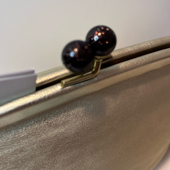 COACH Soft Kiss Lock Crossbody Clutch Metallic GOLD Soft Calf Leather EUC - Picture 5 of 14